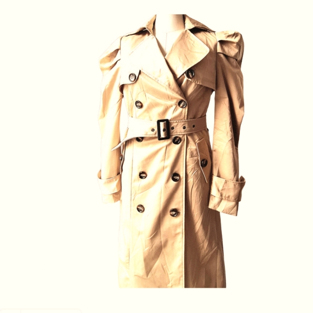 Y2k Puff Sleeve Trench Coat , M